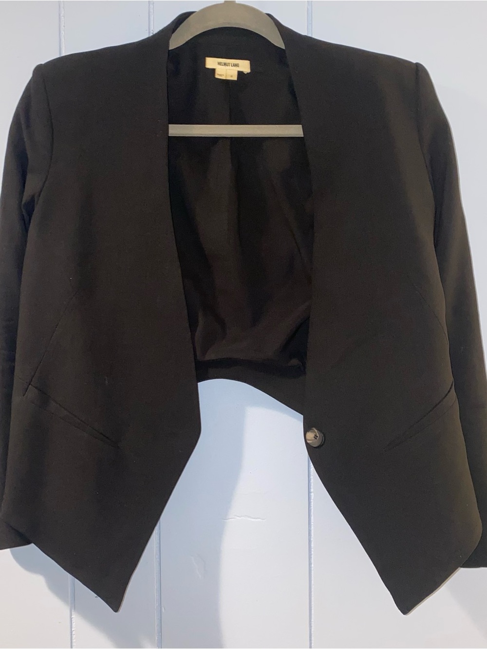 Helmut Lang Black Cropped One-Button Blazer